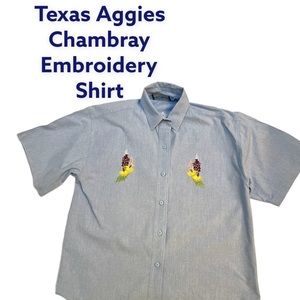 Texas Aggies Wildflower Embroidery Chambray Shirt Size M